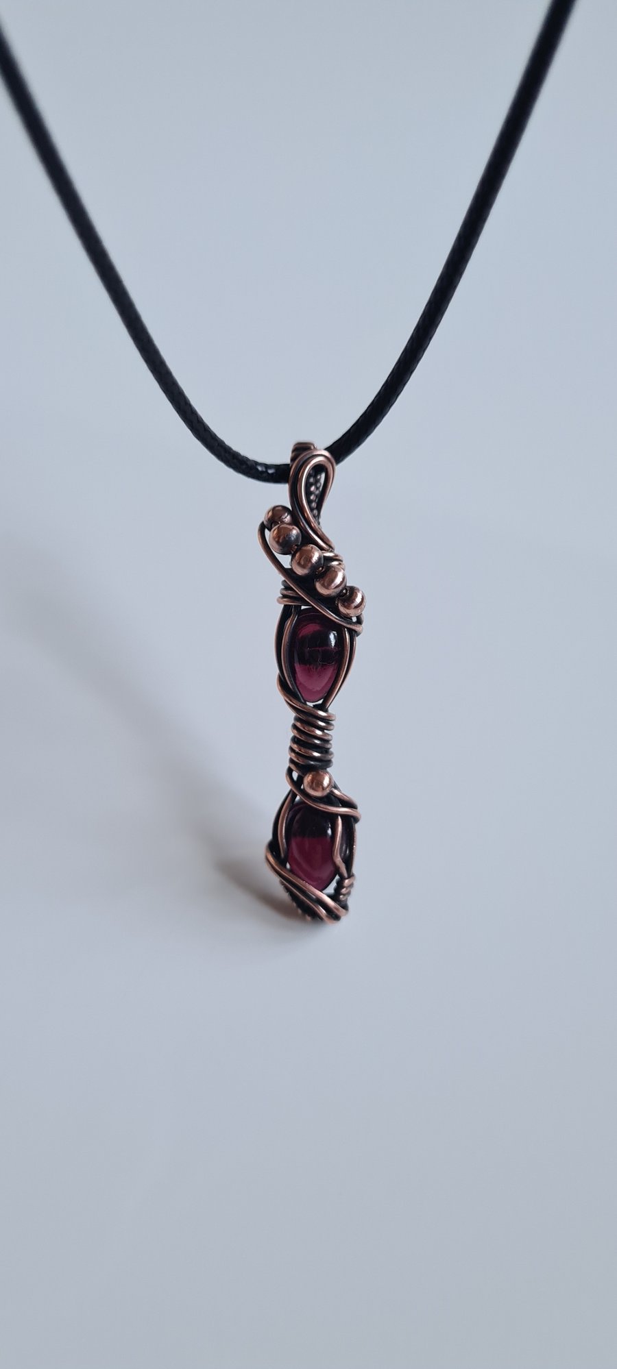 Handmade Natural Red Garnet & Copper Pendant Necklace Gift Box Crystal Jewellery