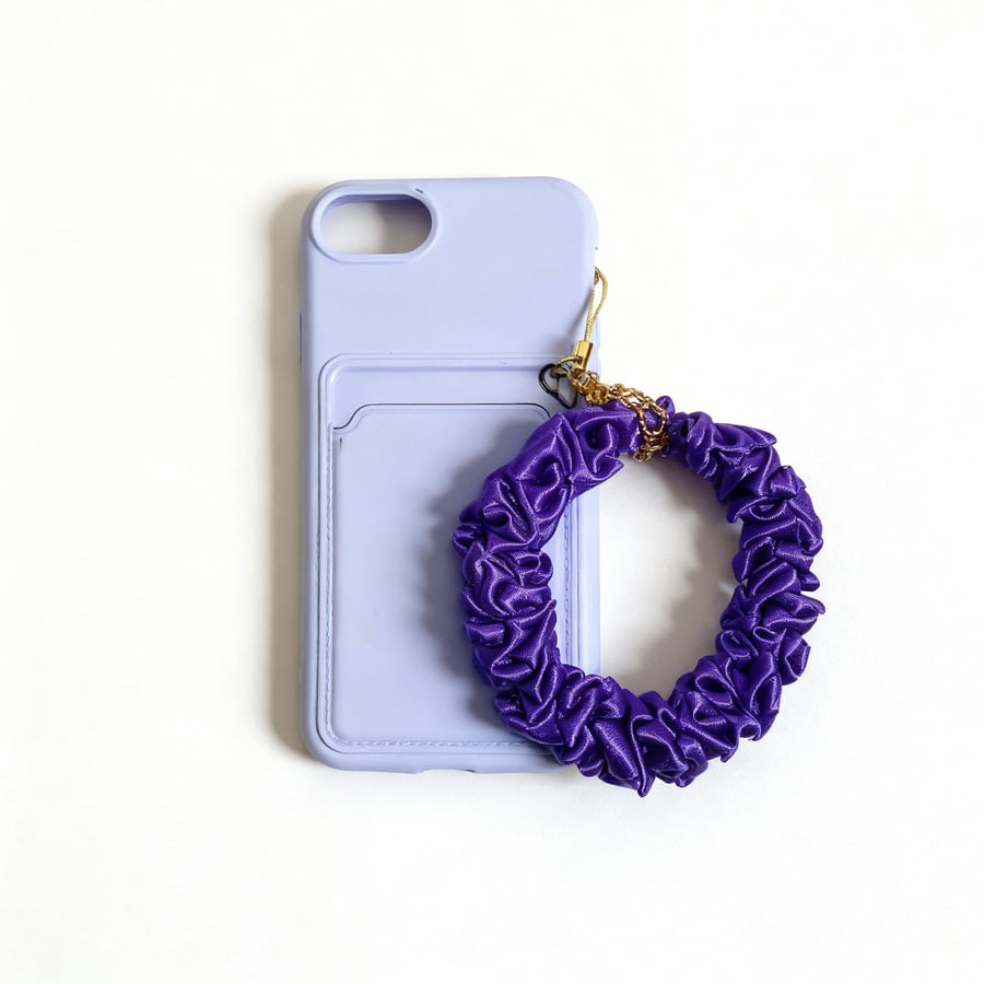 Handmade Purple Ribbon & Beaded Phone Strap