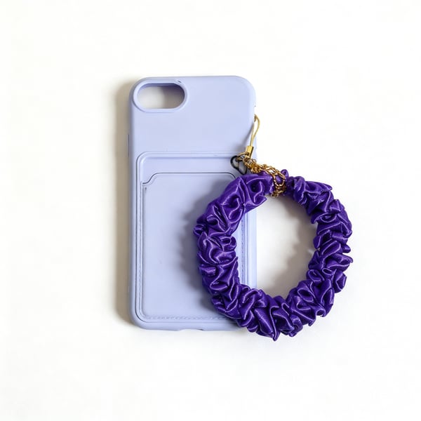Handmade Purple Ribbon & Beaded Phone Strap