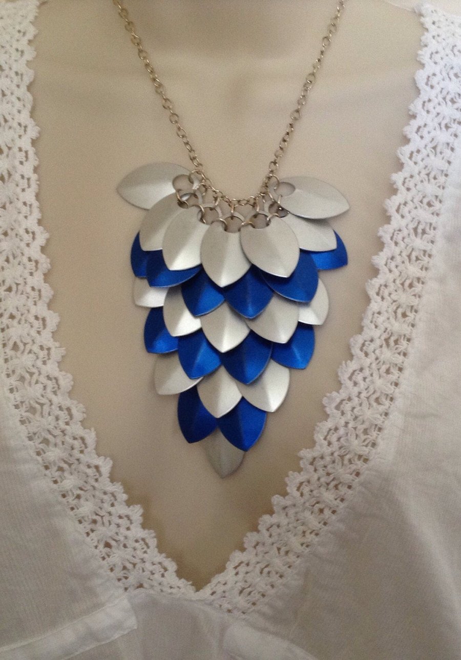 Blue Bib Necklace, Statement Necklace, Festival Jewellery