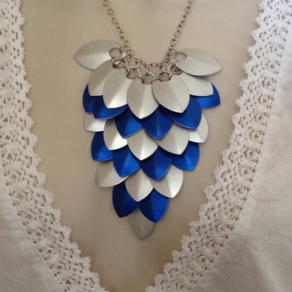 Blue Bib Necklace, Statement Necklace, Festival Jewellery