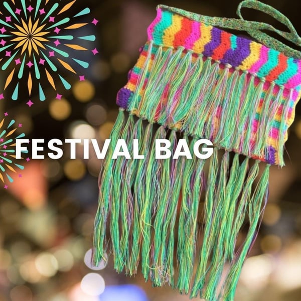 Festival Boho Bag crochet PDF pattern, Easy Gypsey crochet bag DIY pattern, 