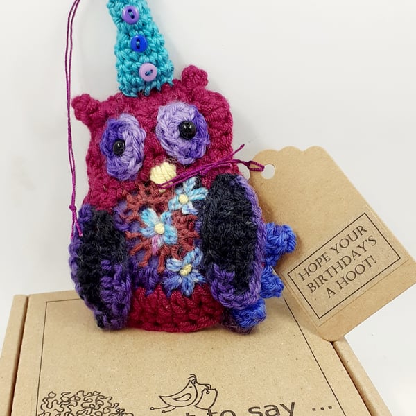 Hope Your Birthday's a Hoot! - Crochet Alternative to a Greetings Card