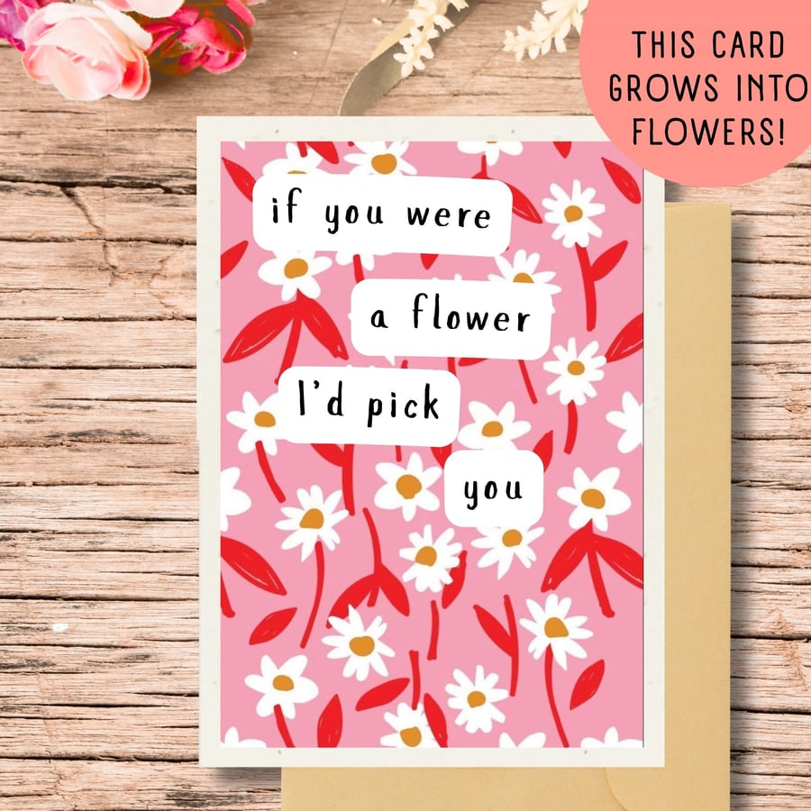 Plantable valentines Card, Seed Paper Card, Handmade