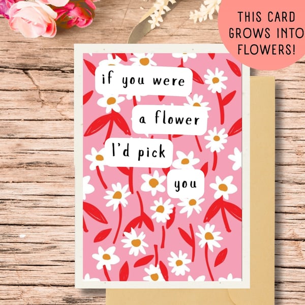 Plantable valentines Card, Seed Paper Card, Handmade