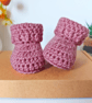 Baby Booties Crochet In Pink, Size Newborn, Baby Shower Gift
