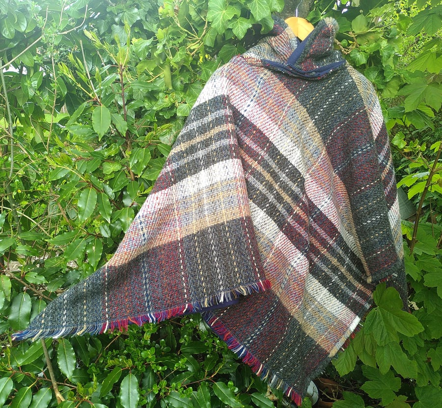 Ethical Wool and Fleece lined Poncho - made to order