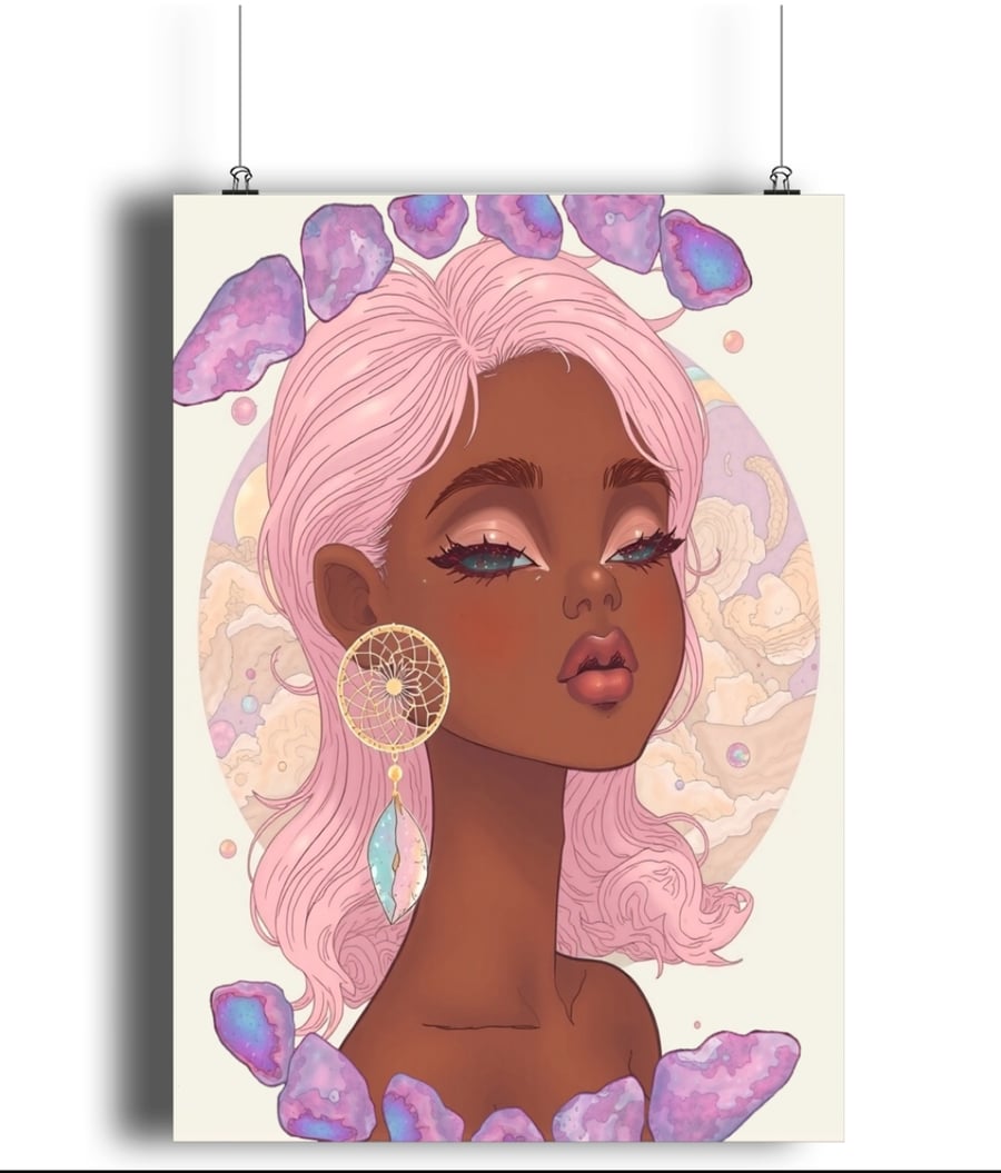 Kunzite pixie art print