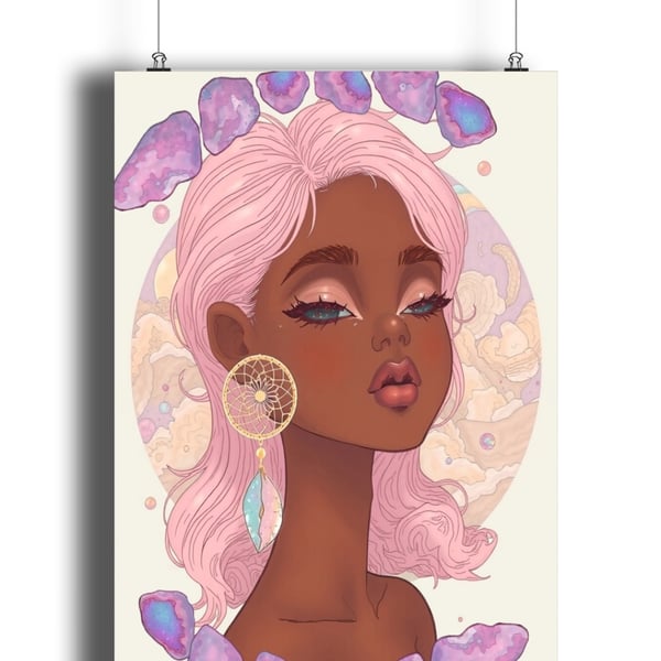 Kunzite pixie art print