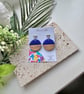 Blue and Walnut circle Earrings   - Image 6