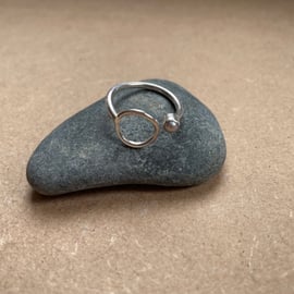 Orbit: recycled silver and vintage pearl ring