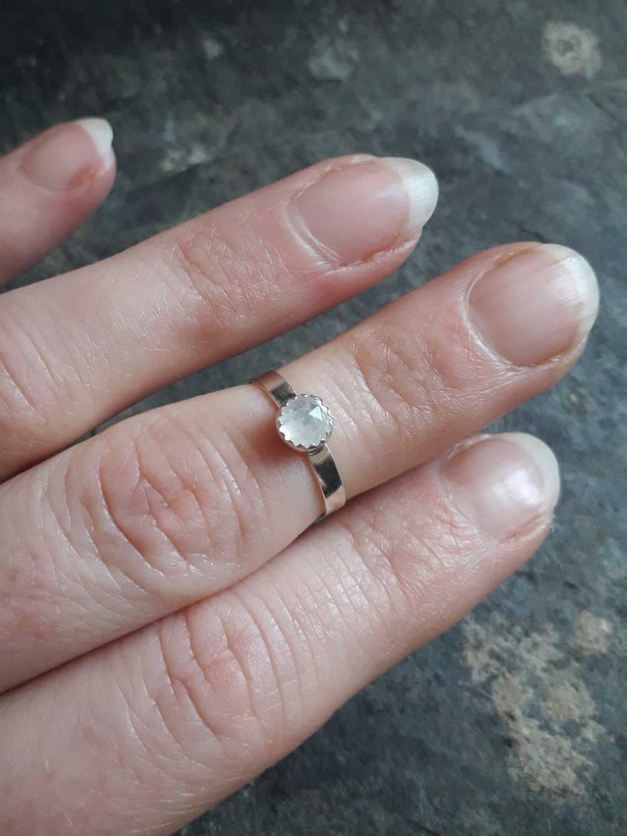 Simple Moonstone Silver Ring