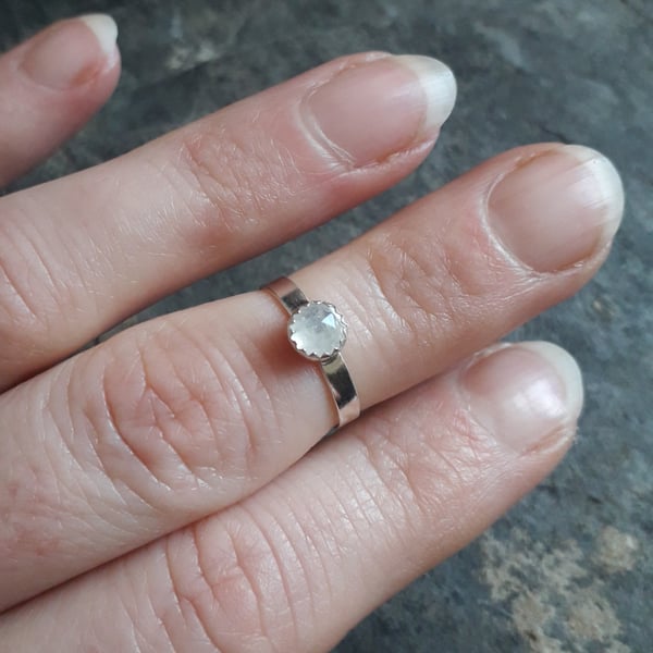 Simple Moonstone Silver Ring