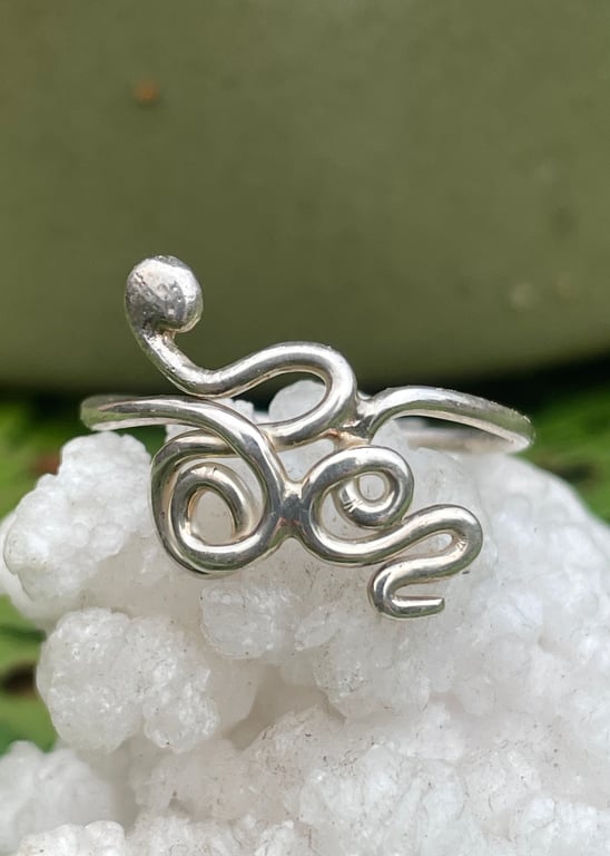 Unique Delicate Sterling Silver Snake Ring SIZE R, recycled Silver