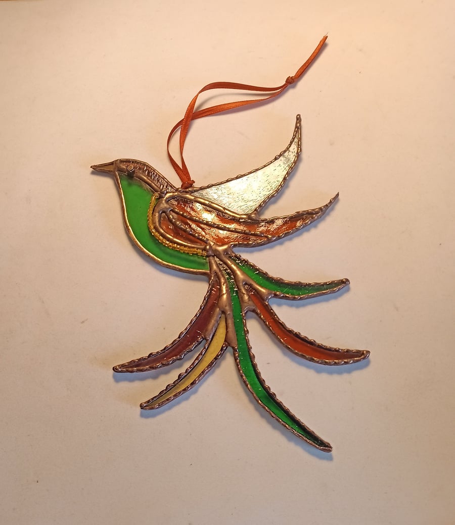 Stained Glass Bird of Paradise Suncatcher Hanging Decoration