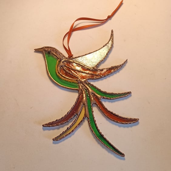 Stained Glass Bird of Paradise Suncatcher Hanging Decoration