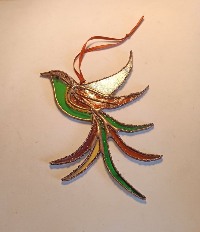 Stained Glass Bird of Paradise Suncatcher Hanging Decoration