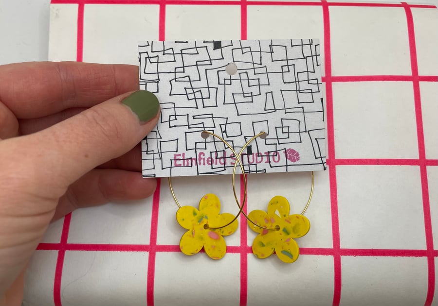 Terrazzo flower Hoop Earrings