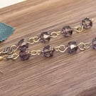 Long Smokey Black and Gold Czech glass earrings