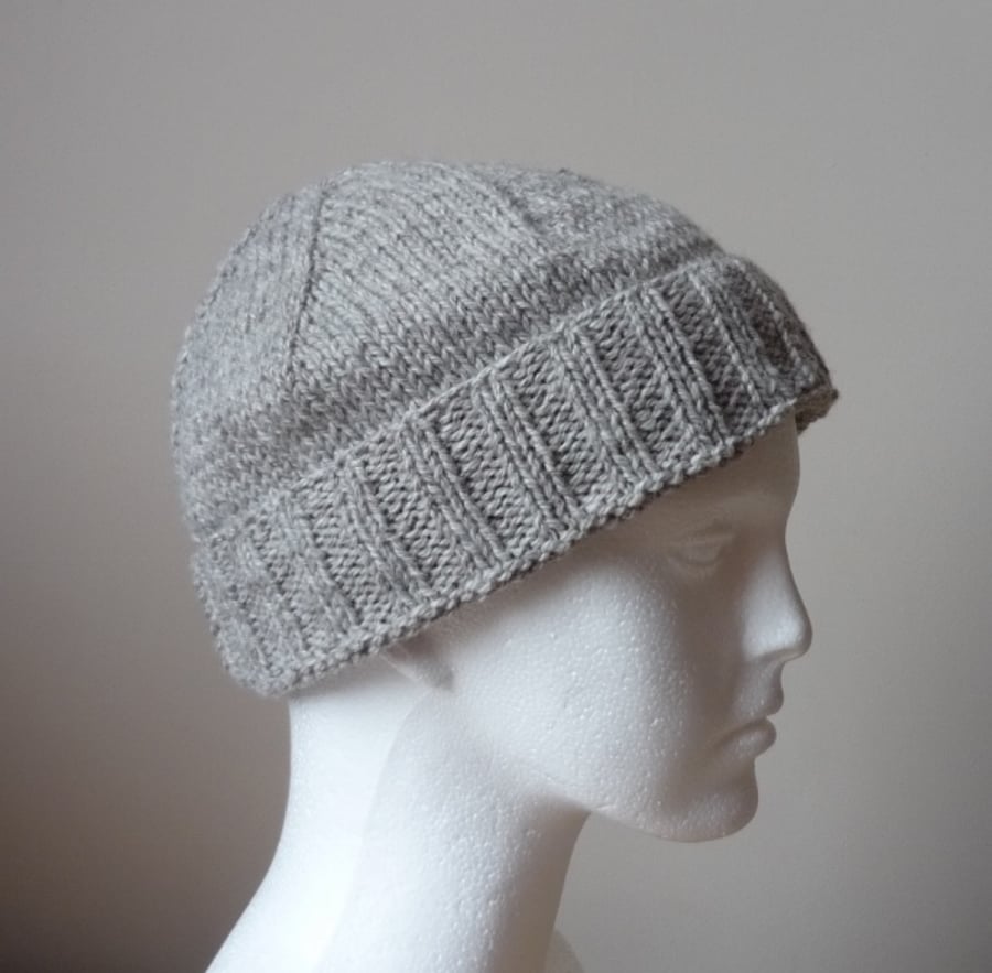 Men's wool blend beanie - Guys' slouchy beannie hat - Folksymen