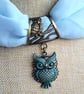 Owl Scarf Pendant, Scarf Jewelry, Antique Bronze, Vintage Style Patina - Image 1