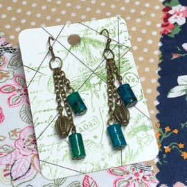 Chrysocola barrel earrings