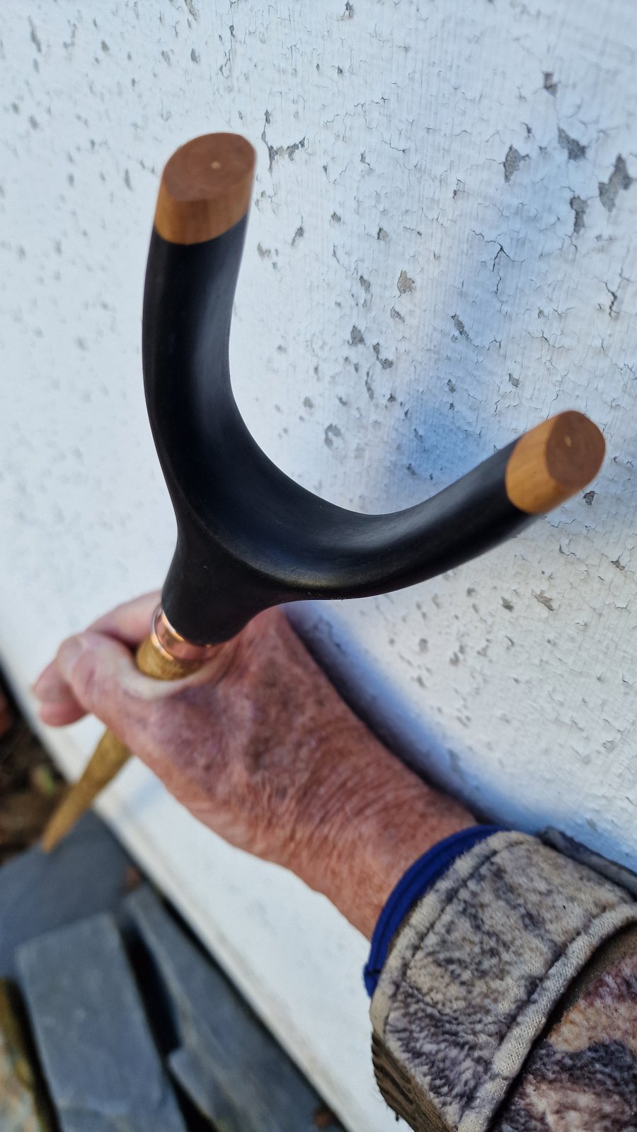 Horn handle Thumbstick, Walking stick, Hiking staff 