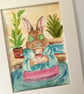 Bunny in the Spa - Original Watercolour painting