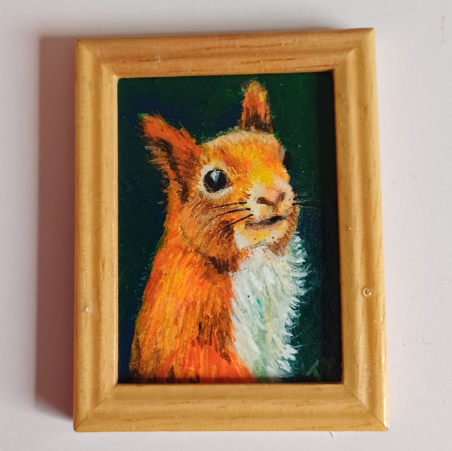Red Squirrel PortraitMiniature Oil Painting