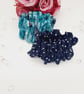 Ruffled scrunchie set,  navy polkadot and turquoise rose.  - Image 3