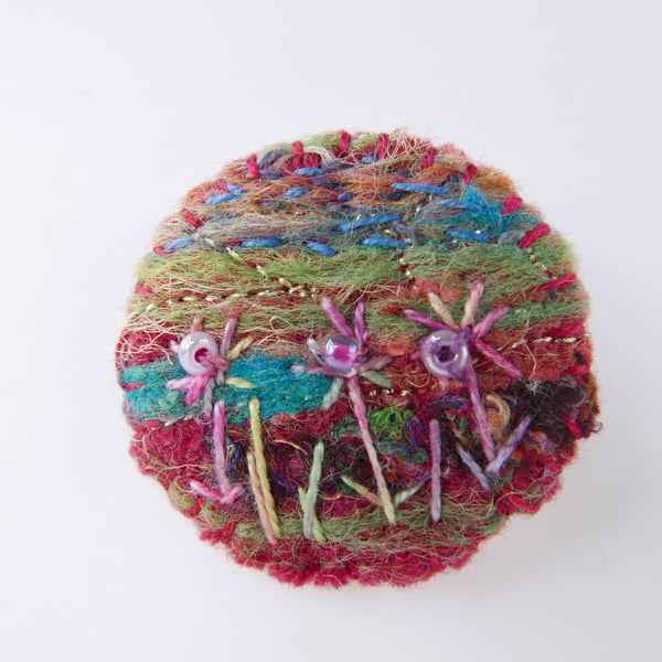 Handcrafted embroidered felt brooch