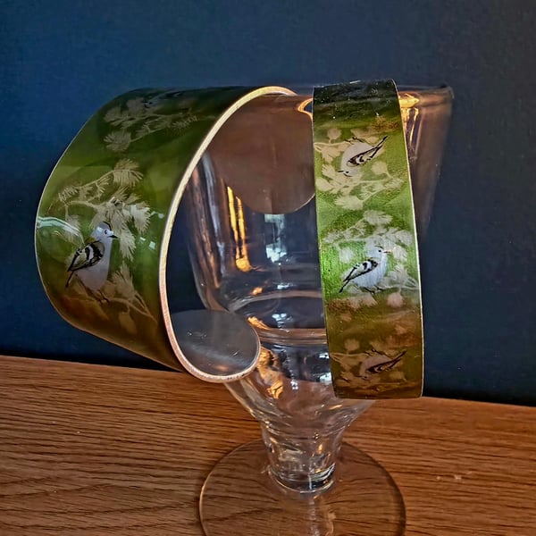 Goldcrest in Pine Narrow Aluminium Cuff 