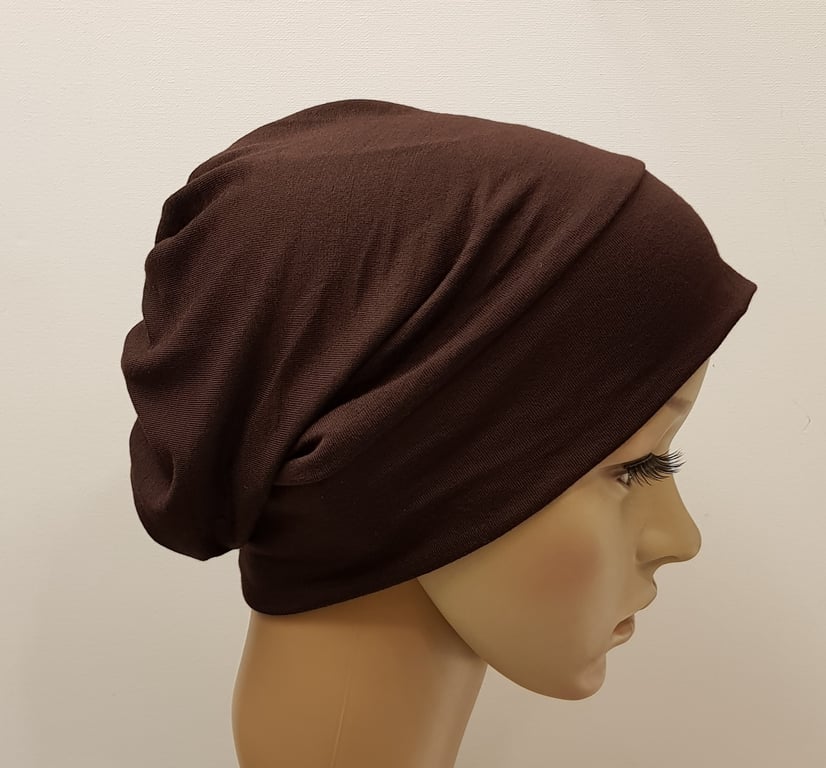Chemo hat viscose jersey stretchy beanie alopecia hair loss messy hair day