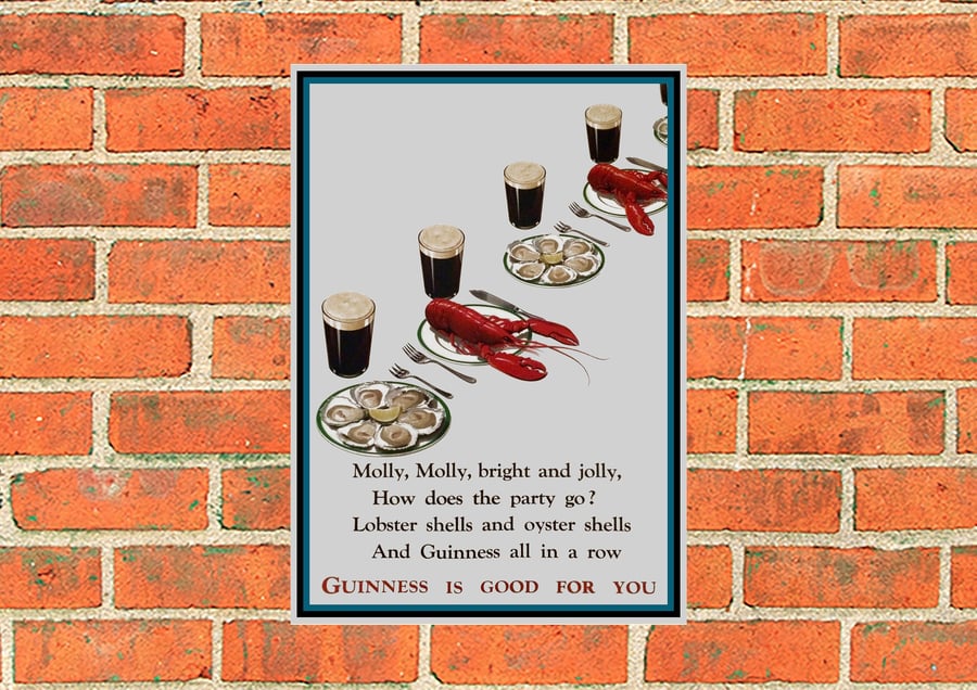 Guinness metal sign. Oysters and Lobsters perfect for pub, bar or mancave
