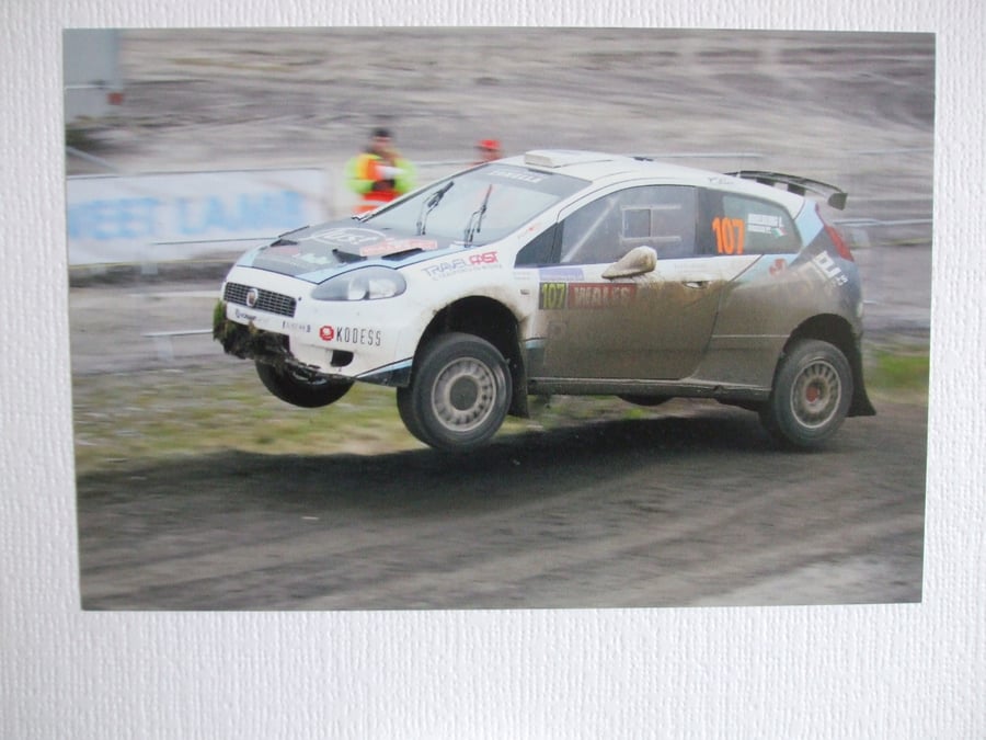 Photographic greetings card of a Fiat Punto S2000 Rally Car.