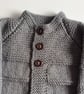 Baby cardigan grey hand knit 0-3 months  - Image 3