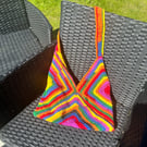 boho granny square rainbow tote bag