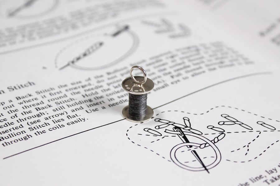 Cotton reel, silver cotton reel, silver charm