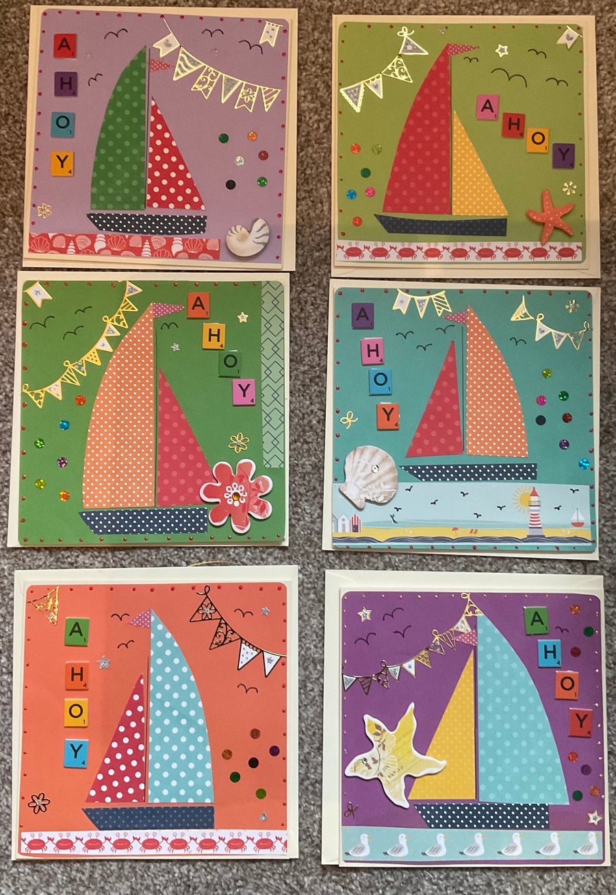 Hand crafted greetings card - nautical - yachts - sea - sailing - 