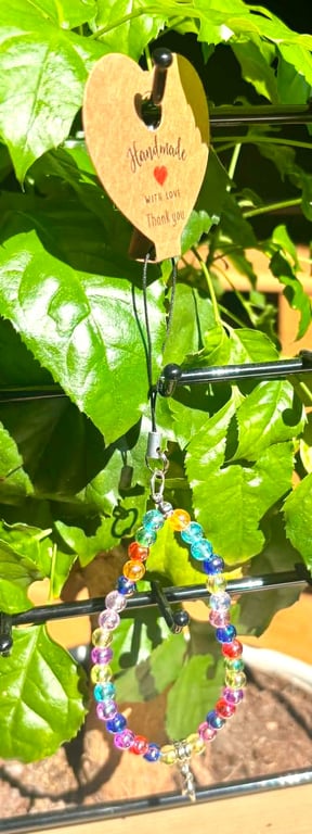 Handmade Multi-Coloured Beaded Phone Charm