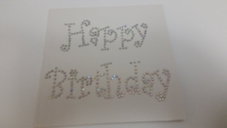 Handmade Crystal Gem Happy Birthday Card