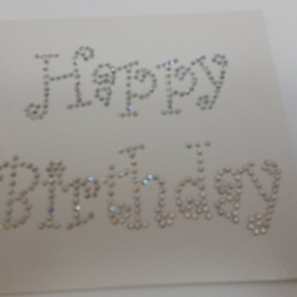Handmade Crystal Gem Happy Birthday Card