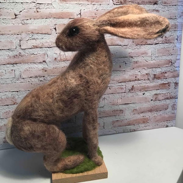 Hare needle felted wool sculpture 