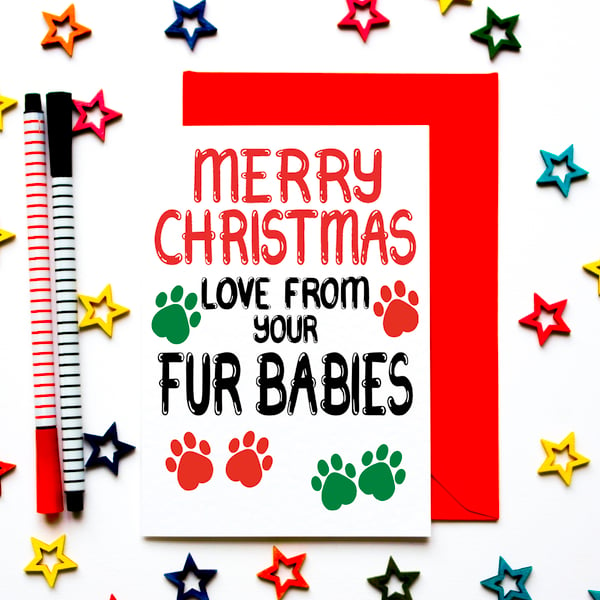 Christmas Card From Fur Babies, Dogs, Cats, Pets, Furry Children