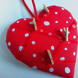 Polka dot memo board. Heart notice board. Heart memo board.