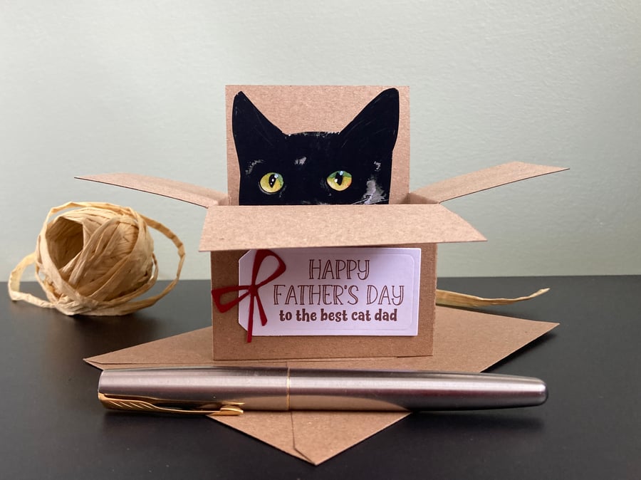 Cat Fathers Day Card. Cat box card. Personalised gift card for cat lover