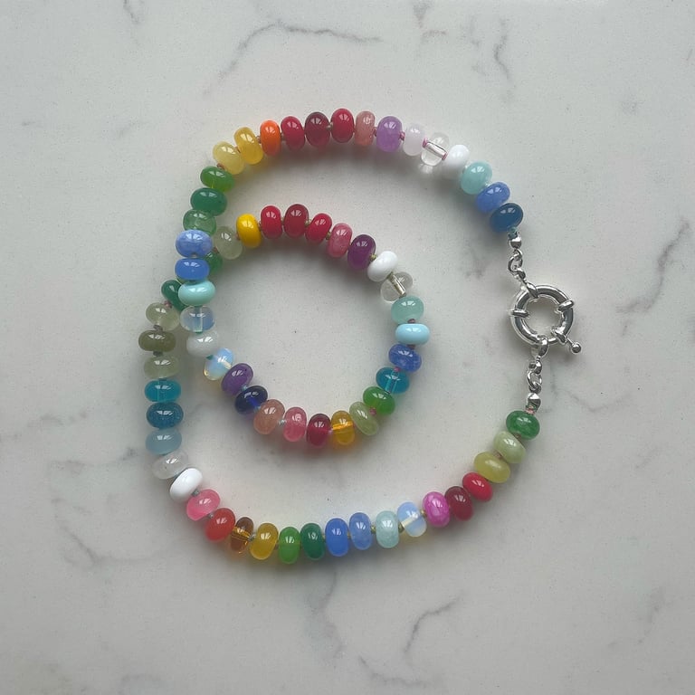 Rainbow Jumble Hand Knotted Beaded Necklace