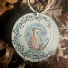 Painting: Hand-painted fox log slice decoration