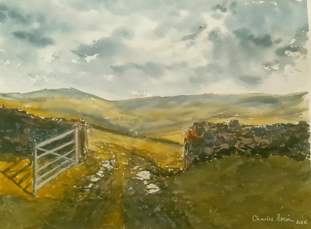 Original Watercolour Landscape . Gateway to the Moors. 15x11 inches