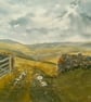 Original Watercolour Landscape . Gateway to the Moors. 15x11 inches